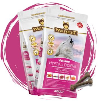 Wolfsblut Vetline Hundefutter - Hypoallergenic, 2x2kg - Sparbundel, Sparpaket - inklusive Warnicks Tierfutterservice Hundesnack Goodie