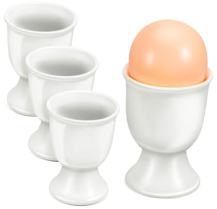 Luxshiny 4pezzi Portauovo in Ceramica da Banco Espositore per Uova Sode Supporto Singolo Contenitore Decorativo per Cucina Moderno e Facile da Pulire
