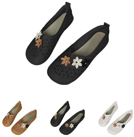 2025 Bailarinas Mujer Verano Comodos Piel Zapatos Planos Vestir Fiesta Elegentes Flores Bailarina Comodas Entretiempo Zapatillas Deportivas sin Cordones Suave Transpirables Calzado Barefoot Mocasines