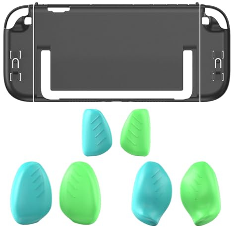 Fiorky PC Hard Case with Ergonomic Grip for Switch2 (Black Green Grip)