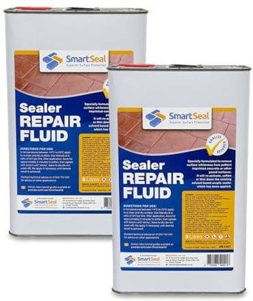 Smartseal Sealer Repair Fluid - Removes Surface Whiteness on Imprinted Concrete & Block Paving. Repairs Peeling or Flaking Sealer on Driveways and Patios (Clear, 2 x 5 Litres)