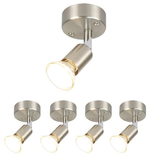 muyuua LED Deckenstrahler 1 Flammig Strahler: 350° Schwenkbar 3000K | Warmweiß 5er 3W GU10 Modern Deckenleuchte Deckenstrahl Deckenlampe Spot Flurlampe Innen Deckenspot Küche Wohnzimmer