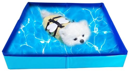 Hundepool Faltbarer Klein Katzenpool, Klappbar Eckig Planschbecken Hund Katzen, Pool Spielzeug Hundepool Planschbecken Schwimmbecken Wasserspielzeug für Große Kleine Hunde Katzen (Quadrat 50x10cm)