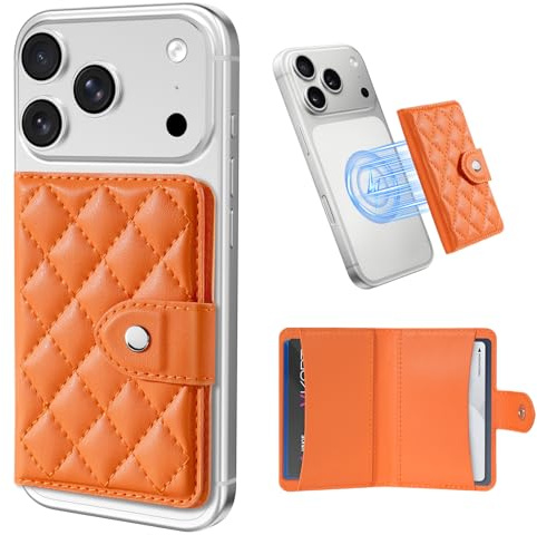 Dadanism Compatible with Magsafe Wallet Magnetic 4-Card Holder, Orange