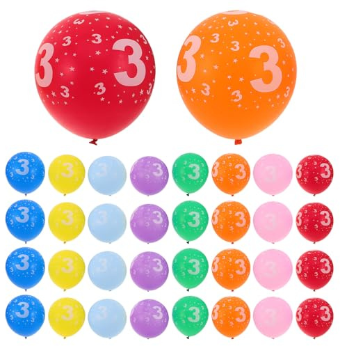 Milisten 100pcs Birthday Number Balloons Boys and Girls Party round Inflatable Latex Balloons for Indoor Decorations Number Printed for Graduation Celebration Random Color