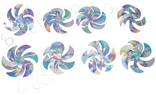 jojofuny Moulin à Vent Réfléchissant 10 Mètres 8 Pièces pour Jardin Extérieur Décoration Anti-Oiseaux Papier Robuste Longue Durée Patio Pelouse