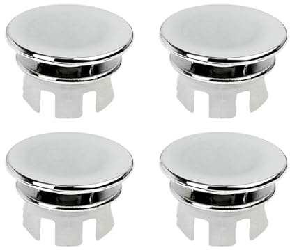 VBSYUYQ 4 Pcs Chrome Sink Overflow Hole Covers for Bathroom Basin | 4 pack chrome plated abs round sink overflow hole covers 22-24mm, basin trim caps for bathroom kitchen sink replacement use