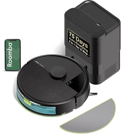 iRobot Roomba 105X Robot Vacuum & Mop Combo, AutoEmpty Dock, Self‑Emptying for Up to 75 Days, 70× Power‑Lifting Suction, Smart LiDAR Mapping, App & Voice Control, Ideal for Homes with Pets & Kids