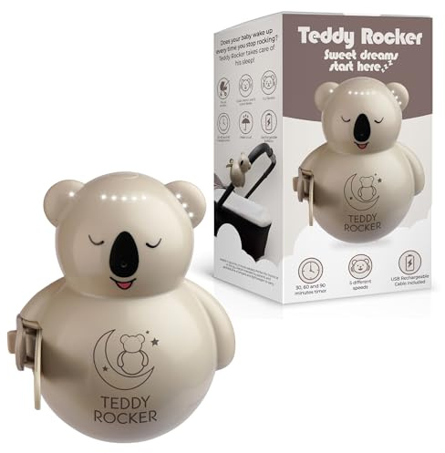 Teddy Rocker – Baby Rocker, Mecedora Automática para Cochecito o Cuna, Bebés hasta 3 años, Portátil, Sensor de Llanto, 5 Velocidades, Temporizador, Batería Recargable USB
