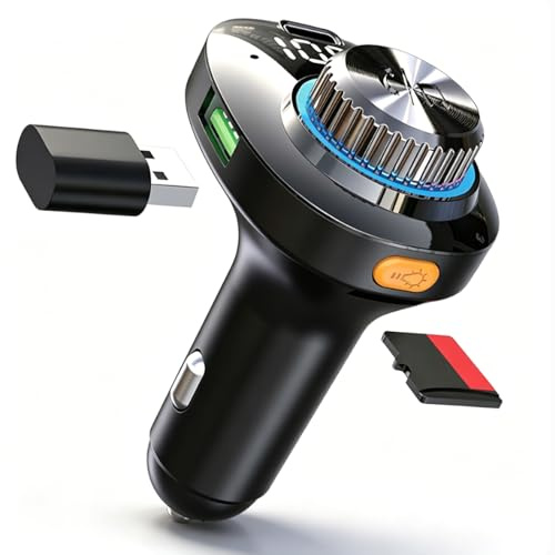 LICAEVEY C19 Cargador USB para Automóvil Transmisor FM para Automóvil Bluetooth 5.0 con 20 W PD QC3.0 Carga Rápida Luz de Respiración Colorida Llamada Manos Libres para Automóviles