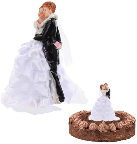 SAFIGLE Romantische Tortenfigur Hochzeitspaar aus Kunstharz Niedliche Brautpaar Dekoration für Hochzeitstorte und Raumdekoration für Hochzeit und Feier