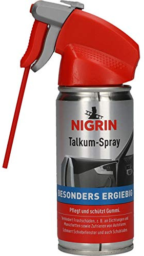 NIGRIN Talkum Spray 100 ml Sprühdose mit Funktionssprühkopf, Pflege für Gummiteile am Auto, pflegt und schützt nachhaltig