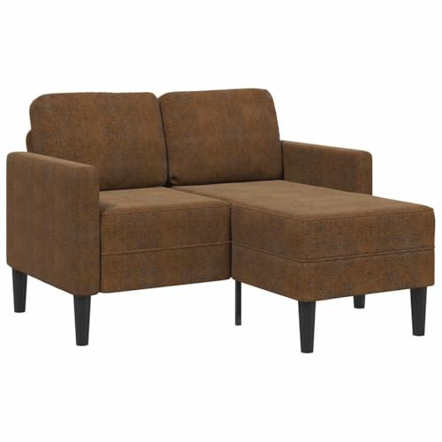Owoxanthellate 2-Sitzer L Couch mit Chaiselongue Braun Kunstleder 125x118x85 cm Modernes Design Robust und Platzsparend für Living Room Bedroom Apartment