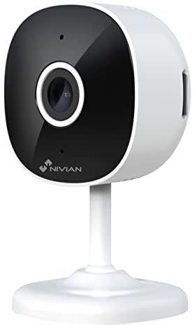 NIVIAN Telecamera WiFi 2.4Ghz-Registrazione su MicroSD(Non inclusa)-2K-Rilevamento di Persone-Audio bidirezionale-Adatta per Interni-Compatibile con Amazon Alexa e Google Home–Controllo App Tuya