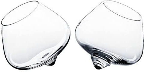 Bicchieri Inclinati, Bicchiere Rotante da Whisky, Vintage Tumbler Bicchieri Vino Senza Stelo per Cocktail Liquore Rum Borgogna Brandy, per la Festa del Papà da Uomo Unico,2pcs