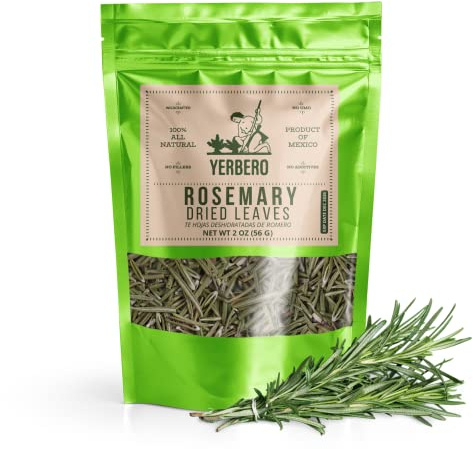 Yerbero - Premium Loose Whole Rosemary Dried Leaves Tea 2oz (58gr) | Hoja De Romero Te Herbal | Makes 30+ Cups | Rosmarinus Officinalis | Stand Up Resealable Bag | Crafted By Nature100% All Natural, non-GMO, Gluten-free.