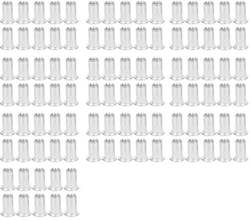 Écrous à Rivets, 100 Pièces, écrou à Rivets Aveugles, Assortiment D'écrous à Rivets, Insert de Filetage à Tête Plate en Aluminium M5 Nussert, Kit D'insertion de Filetage à Tête