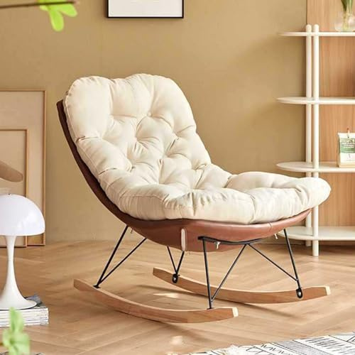 NRNQMTFZ Poltrona A Dondolo Moderna,Poltrona a Dondolo Imbottita,Comoda Sedia da Lettura, Sedia da Allattamento,Sdraio Balcone,per Salotto,Camera da Letto(Brown)