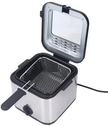 Friggitrice Elettrica per Patatine Fritte Rapida da 2,5 Litri, Friggitrice in Acciaio Inossidabile da 1000 W con Gancio di Scarico per capacità Familiare (Spina europea 220 V)