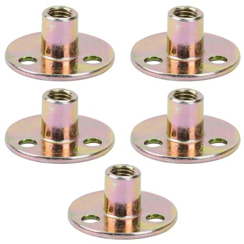 5 Stück Flanschkupplung, 3 Loch T Mutter Flanschmutter, M6 / M8 / M10 Einschlagmutter, Flanschmuttern, Einschlagmuttern, Hülsenmutter Kohlenstoffstahl, T Muttern Runde Basis (M8)