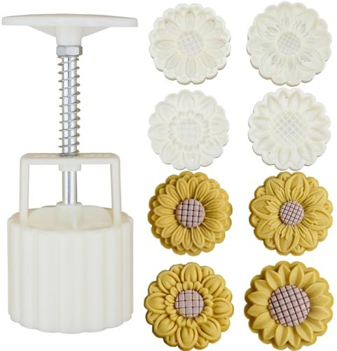 Kinesiskt set med formar för månkakor, månkakform med 4 kakformar med justerbar tjocklek för bakning, DIY, kakor, kex, desserter (J)