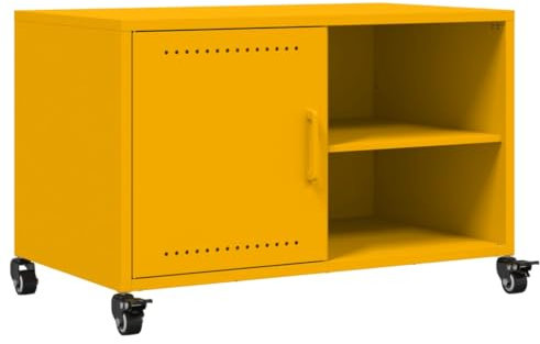 vidaXL Mobile TV Giallo Senape 68x39x43,5cm Acciaio Laminato a Freddo, Mobile Porta TV, mobiletto HiFi, Mobile per dispositivi multimediali