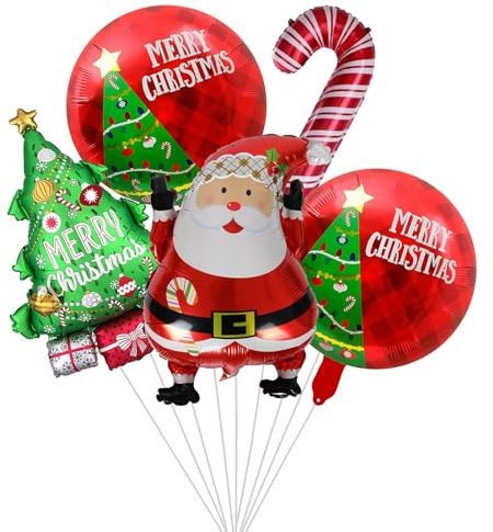 Viojrlly Kit Ghirlanda di Palloncini Natalizi, 5 Pezzi Arco Palloncini Natale, Palloncini Rossi e Verdi per Decorazioni di Natale, Decorazioni Natalizie, Decorazione Natalizia per Bambini, Feste (C)