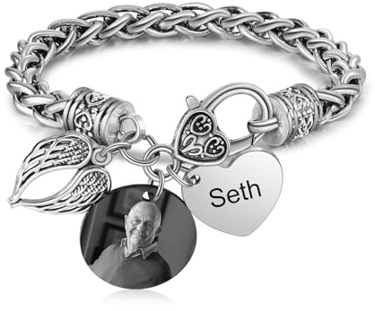 Wamantic Armband mit Foto Personalisiertes Geschenk Foto Armband mit Namen Damen Herren Deschenk für Männer Frauen Oma Papa