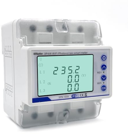 SiRyder Misuratore Di Consumo Elettrico Wifi, Contatore Intelligente Wifi 100A 380V Trifase, Misurazione Bidirezionale PV con Protezioni Multiple