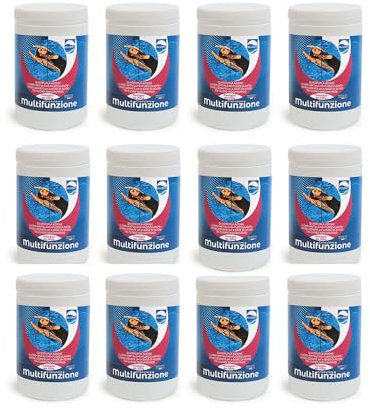 CLORO IN PASTIGLIE DA 200g MULTIFUNZIONE | CONFEZIONE DA 12X1 Kg | EFFETTO DISINFETTANTE CHIARIFICANTE ALGHICIDA