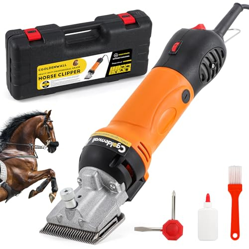 CGOLDENWALL Tondeuse Professionnelle pour Chevaux 690W 2800 tr/min | 6 Vitesses + Câble 5m | Puissance Lourde pour Chevaux, Bovins, Chèvres, Poneys & Animaux à Pelage Épais