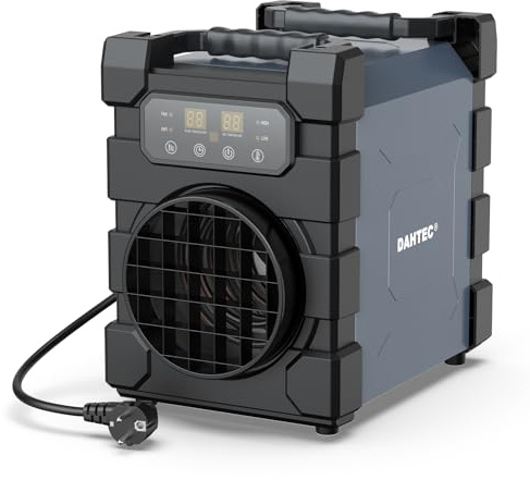 DAHTEC Professioneller Elektro Heizlüfter 3000 Watt mit Fernbedienung, WIFI | Schwerem Stahlgehäuse, Überhitzungsschutz, mit Thermostat, Bautrockner für Baustelle, Garage