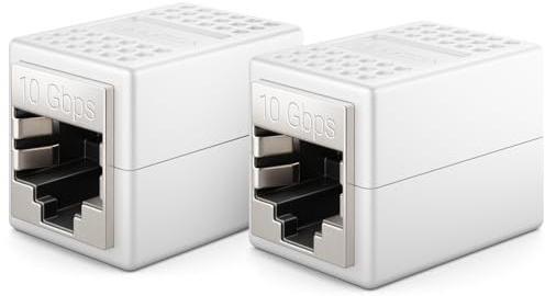 deleyCON LAN-Kabelförlängning RJ45-Skarv (10 Gbit/s) Kopplare för Cat8/Cat7/Cat6/Cat5 Ethernet Patchkabel Nätverkskabel Nätverksadapter 10 Gigabit PoE - 2 st - Vit