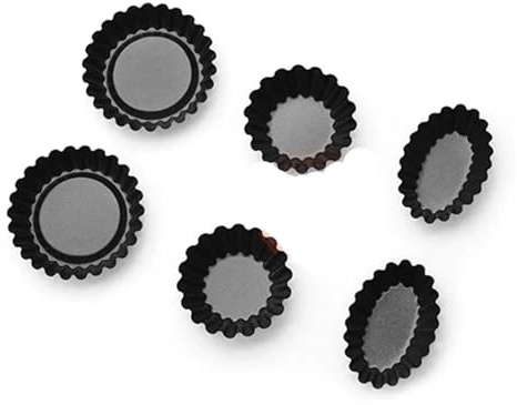 UALXPAO Carbon Steel Egg Tart Mould 6Pcs Egg Tart Mold Flower Shape Reusable Pans Cupcake Muffin Cake Mould Mini Pie Baking Cup Tartlets