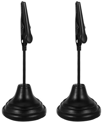 jojofuny Portatarjetas para Mesa Mini 80mm Negro Clip de Cocodrilo Base Estable Soporte para Notas, Fotos, Números de Mesa Oficina y Eventos