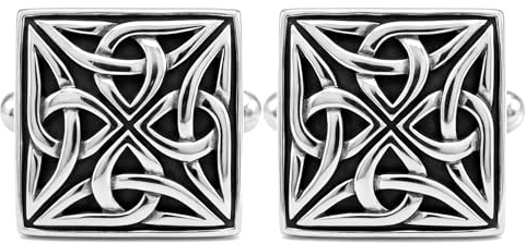 Alexander Castle 925 Sterlingsilber Oxidierte Keltische Manschettenknöpfe für Männer – Quadratische 15mm x 15mm Keltische Trinity-manschettenknöpfe mit Schmuck-geschenkbox