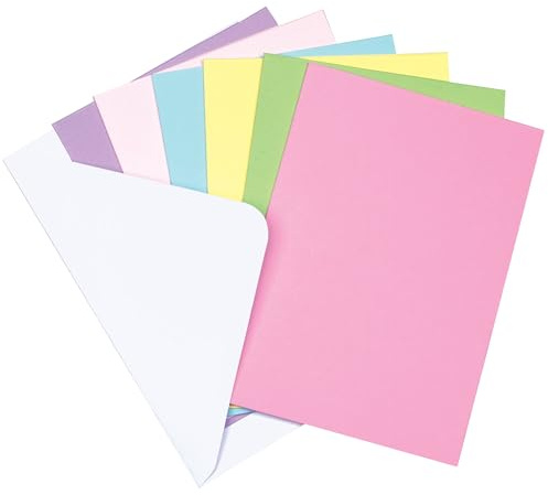 Baker Ross AF358 Blank Coloured Greeting Cards - Pack of 12 Cards, 148mm x 105mm, 6 Assorted Colours, Card Making Supplies