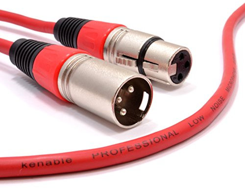 kenable XLR Microphone Lead Male to Female Audio Cable Red 5m