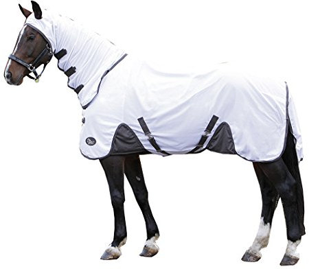 Amesbichler Reitsport Harry`s Horse Fliegendecke Comfort engmaschig mit Kopf und Halsteil weiß