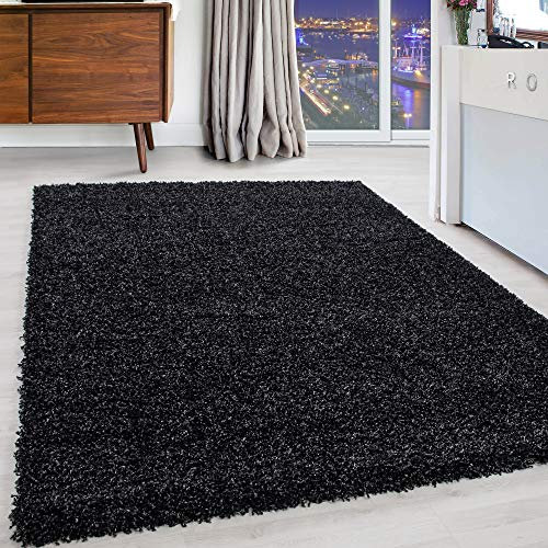 Carpettex Hochflor Teppich Wohnzimmer Shaggy Flokati Teppich Modern Einfarbig 80 x 150 cm Flur Teppich Läufer Anthrazit - Teppich Bettvorleger Schlafzimmer Weich Flauschig Waschbar Küchenläufer