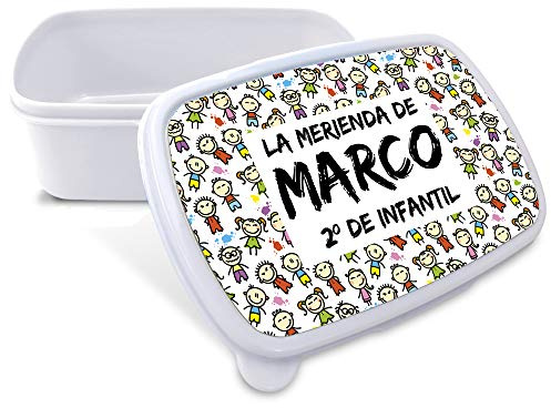 LolaPix Fiambrera Personalizada Infantil. Caja Merienda. Caja Almuerzo Infantil. Tuper Niño Colegio. Taper Niños Colegio Personalizado. COLOR A ELEGIR. SCHOOL