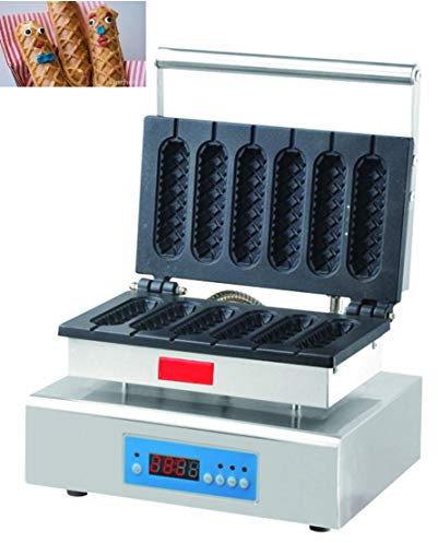 Hanchen Muffin Hot Dog Maker Baker Digital Display Commercial Hot Dog Machine 6 PCS No-Stick Waffle Maker for American Corn Dog - Muffin Wurst Waffeln FY-119-2A mit CE 220 V