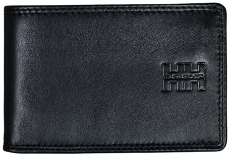 Elbleder Mini-Geldbörse Herren Leder Schwarz RFID-Schutz mit Münzfach - Echtleder Portemonnaie extra klein & flach - Business Geldbeutel mit 5 Kartenfächer - Polo 106 BK