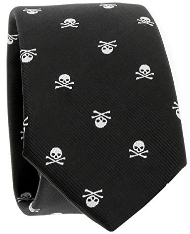 SHIPITNOW Schädel Schwarze und Weiße Krawatte und Fliege - Ausgefallene Skelett Krawatte und Fliege für Herren - Skull Krawatte und Fliege (Schwarze und Weiße Krawatte)