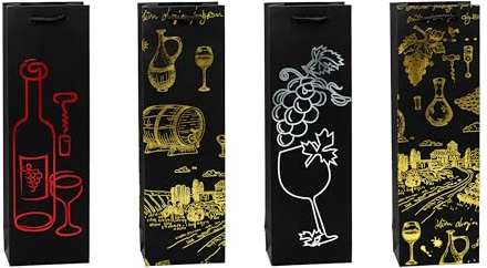 TSI Geschenktüten WEIN Premium für Wein- und Sektflaschen, 12er Packung, Größe: Flasche (HxBxT 38 x 12 x 8 cm), Art. Nr. 88281
