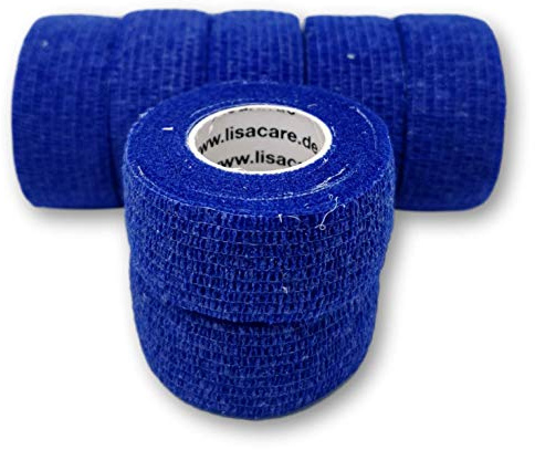 Färgglad mix 7 stycken LisaCare gipsbandage, fingergips, rullgips, elastiskt gips för barn gips utan lim och latexfritt (mörkblå)