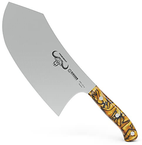 Giesser seit 1776 - Made in Germany - Hackbeil 22 cm Spicy Orange, PremiumCut Butcher No 1, Hackmesser, Acryl, exotisch, rostfrei, deutsches Grillmesser scharf
