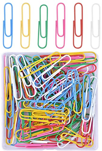 100 Stk Büroklammern Bunt, 50 mm Große Büroklammern aus Metall für Papiere Schule Bürozubehör