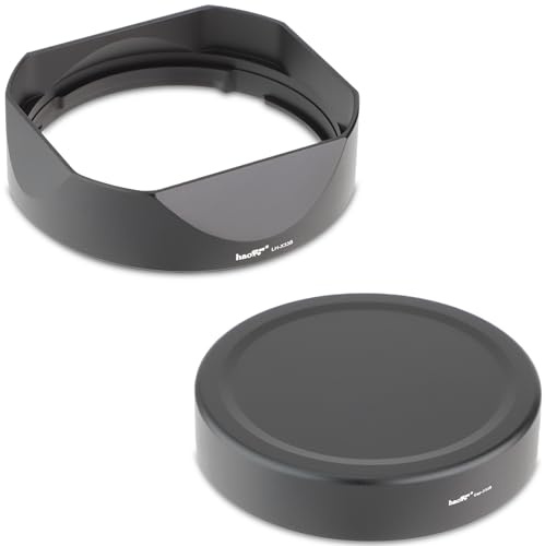 Haoge Lens Hood Metal Square Bayonet for Fujinon XF16-50mm F2.8-4.8 R LM WR,Fujifilm XF33mm F1.4 R WR Lens, Fuji XF 33mm f/1.4 R LM WR on Fuji XT50 X-T5 Camera,with Metal Front Cap