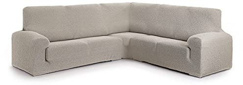 Milica Husse für symmetrisches Ecksofa | Superelastischer Stoff, perfekte Passform und Rundumschutz | Waschbare elastische Husse, rutschfest und weich – Farbe: Elfenbein, Größe Extra (bis 600 cm)